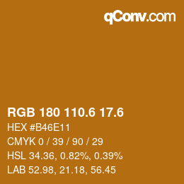 カラーコード: RGB 180 110.6 17.6 | qconv.com