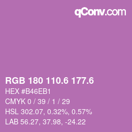 カラーコード: RGB 180 110.6 177.6 | qconv.com