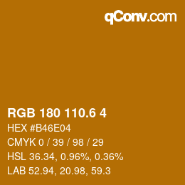 カラーコード: RGB 180 110.6 4 | qconv.com