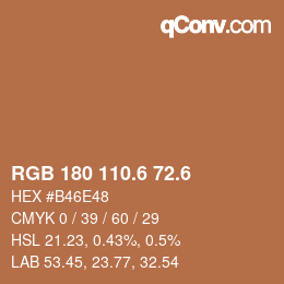 カラーコード: RGB 180 110.6 72.6 | qconv.com