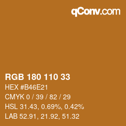 Color code: RGB 180 110 33 | qconv.com