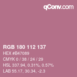 カラーコード: RGB 180 112 137 | qconv.com
