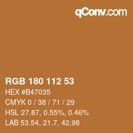 Color code: RGB 180 112 53 | qconv.com