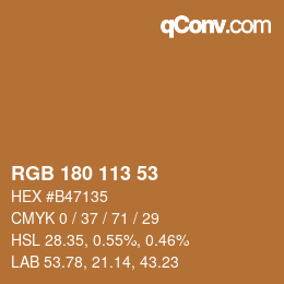 Color code: RGB 180 113 53 | qconv.com