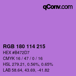 Color code: RGB 180 114 215 | qconv.com