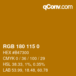 Color code: RGB 180 115 0 | qconv.com