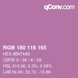 カラーコード: RGB 180 116 165 | qconv.com