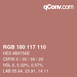 Color code: RGB 180 117 110 | qconv.com