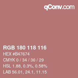 カラーコード: RGB 180 118 116 | qconv.com