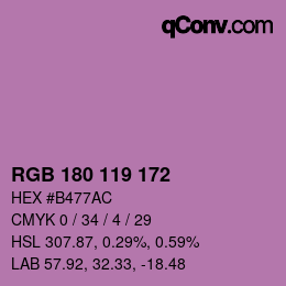 Color code: RGB 180 119 172 | qconv.com