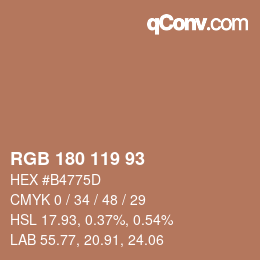 カラーコード: RGB 180 119 93 | qconv.com