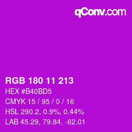 Color code: RGB 180 11 213 | qconv.com