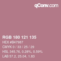 颜色代码: RGB 180 121 135 | qconv.com