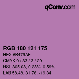 颜色代码: RGB 180 121 175 | qconv.com