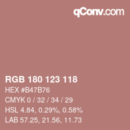 颜色代码: RGB 180 123 118 | qconv.com