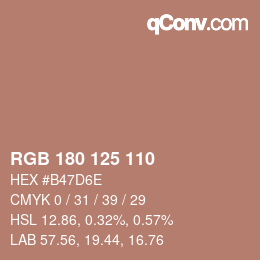 Color code: RGB 180 125 110 | qconv.com