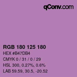Code couleur: RGB 180 125 180 | qconv.com