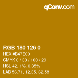 颜色代码: RGB 180 126 0 | qconv.com