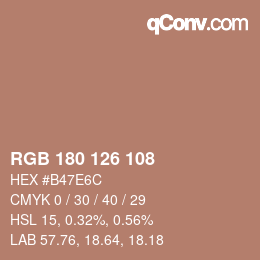 Color code: RGB 180 126 108 | qconv.com