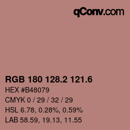 カラーコード: RGB 180 128.2 121.6 | qconv.com