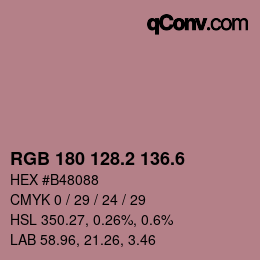 カラーコード: RGB 180 128.2 136.6 | qconv.com