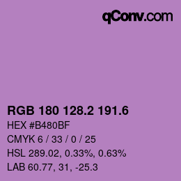 カラーコード: RGB 180 128.2 191.6 | qconv.com
