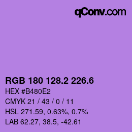 カラーコード: RGB 180 128.2 226.6 | qconv.com