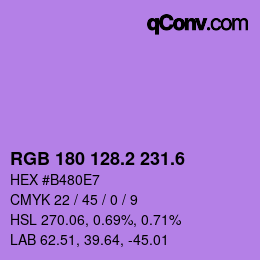 カラーコード: RGB 180 128.2 231.6 | qconv.com