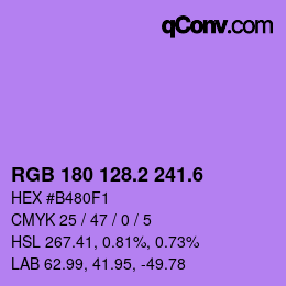 カラーコード: RGB 180 128.2 241.6 | qconv.com