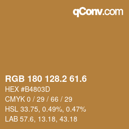 カラーコード: RGB 180 128.2 61.6 | qconv.com