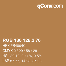 カラーコード: RGB 180 128.2 76 | qconv.com
