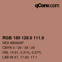 カラーコード: RGB 180 128.6 111.6 | qconv.com