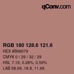 カラーコード: RGB 180 128.6 121.6 | qconv.com