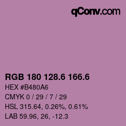 カラーコード: RGB 180 128.6 166.6 | qconv.com