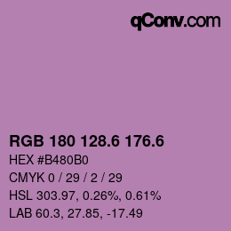 カラーコード: RGB 180 128.6 176.6 | qconv.com
