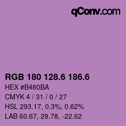 カラーコード: RGB 180 128.6 186.6 | qconv.com