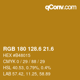 カラーコード: RGB 180 128.6 21.6 | qconv.com