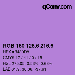 カラーコード: RGB 180 128.6 216.6 | qconv.com