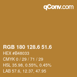 カラーコード: RGB 180 128.6 51.6 | qconv.com