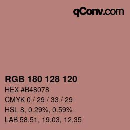 カラーコード: RGB 180 128 120 | qconv.com