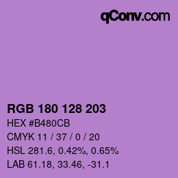 Color code: RGB 180 128 203 | qconv.com