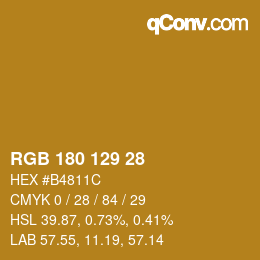 カラーコード: RGB 180 129 28 | qconv.com