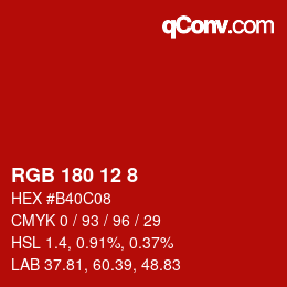 カラーコード: RGB 180 12 8 | qconv.com