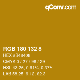 Color code: RGB 180 132 8 | qconv.com