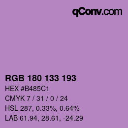 カラーコード: RGB 180 133 193 | qconv.com