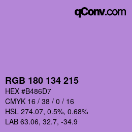 Color code: RGB 180 134 215 | qconv.com