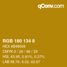 Color code: RGB 180 134 8 | qconv.com