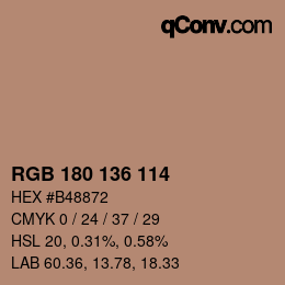 Color code: RGB 180 136 114 | qconv.com