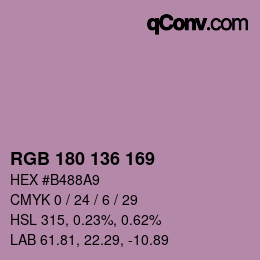 Código de color: RGB 180 136 169 | qconv.com