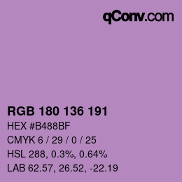 Color code: RGB 180 136 191 | qconv.com